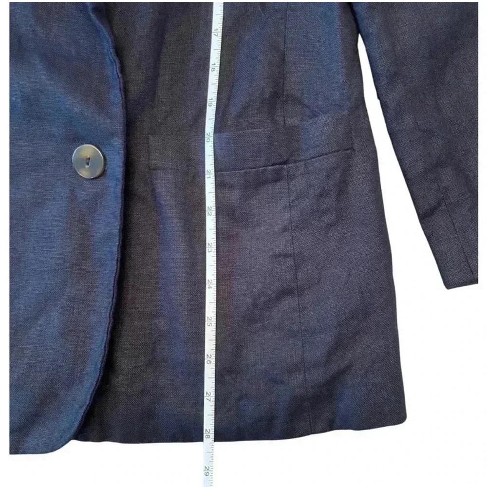 Liz Claiborne Vintage 1980s 100% Linen‎ Navy Blazer | Size 6 | Classic - Picture 3 of 8